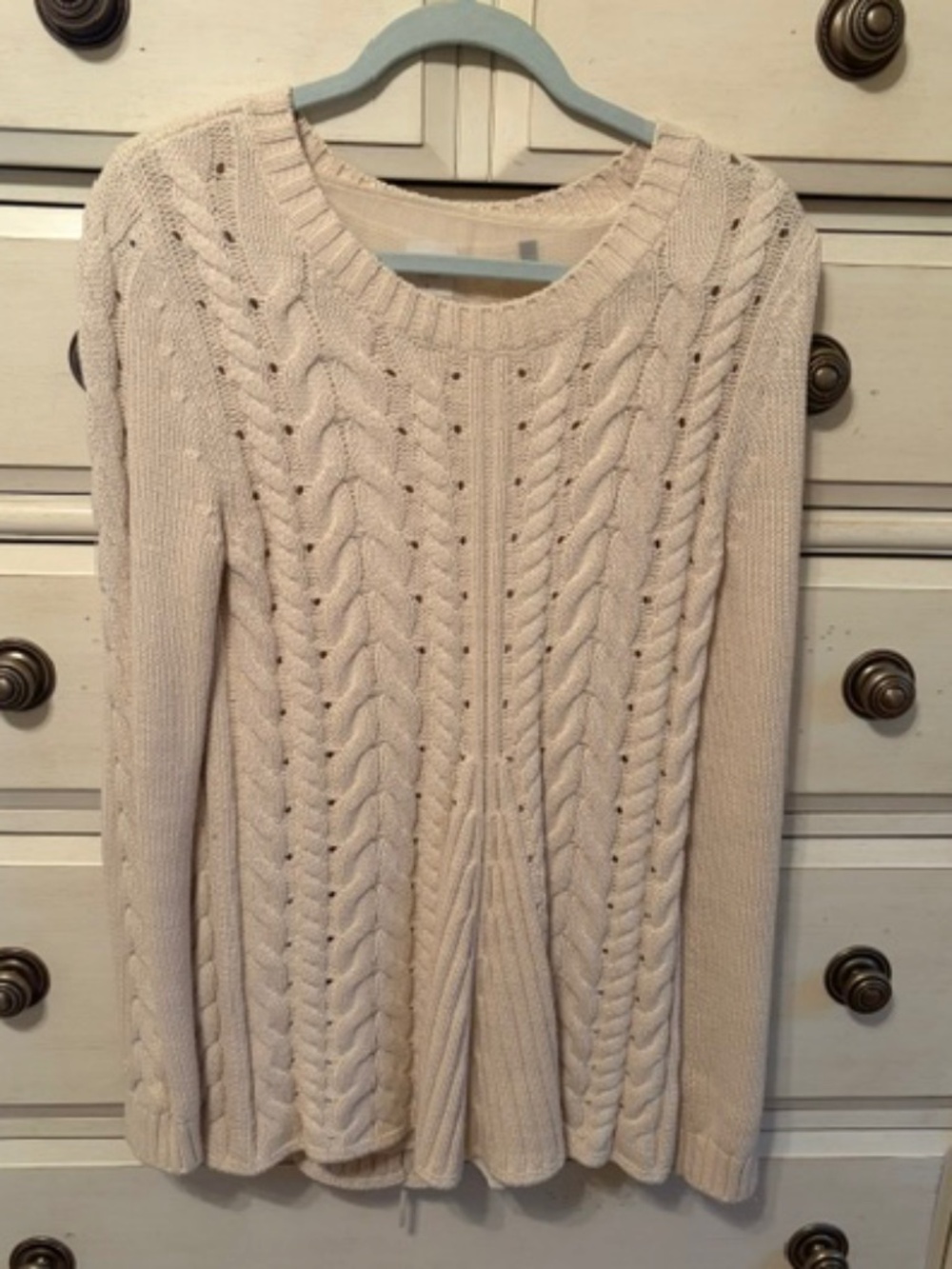 CAbi Cream Colored Cable Knit Sweater - size S